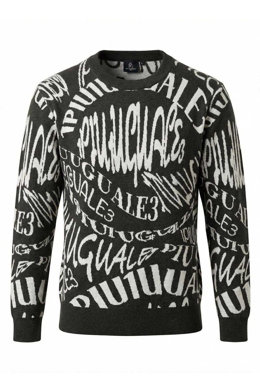 【26AW】 Melting LetterJacquard Knit Crew / ジャガード ニット (カーキ) (10月入荷予定)
