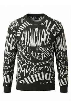 【26AW】 Melting LetterJacquard Knit Crew / ジャガード ニット (カーキ) (10月入荷予定)