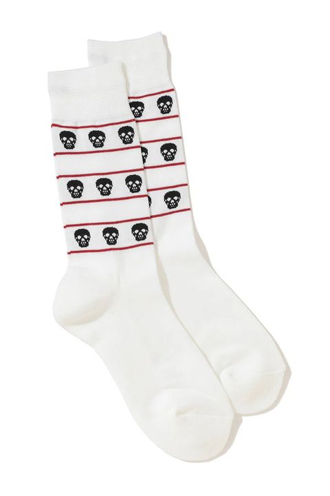 ETERNAL SKULL BORDER SOCKS / スカルジャカード ハイクルーソックス (ホワイト)