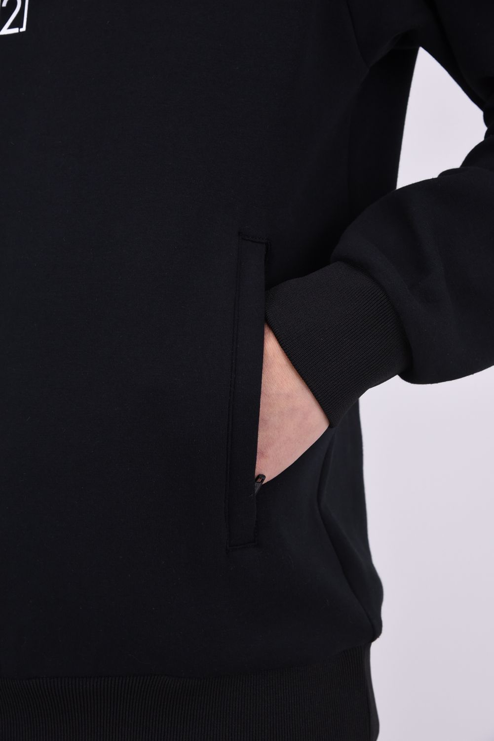 【26AW】 RING LOGO PARKA / ダンボールニット サークルロゴ ジップポケット プルオーバーフーディー (ブラック)
