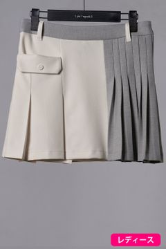 1piu1uguale3 Golf Side Pleats Skirt 113ロゴ サイド プリーツ インナー付き スカート ホワイト レディース Gossip Golf