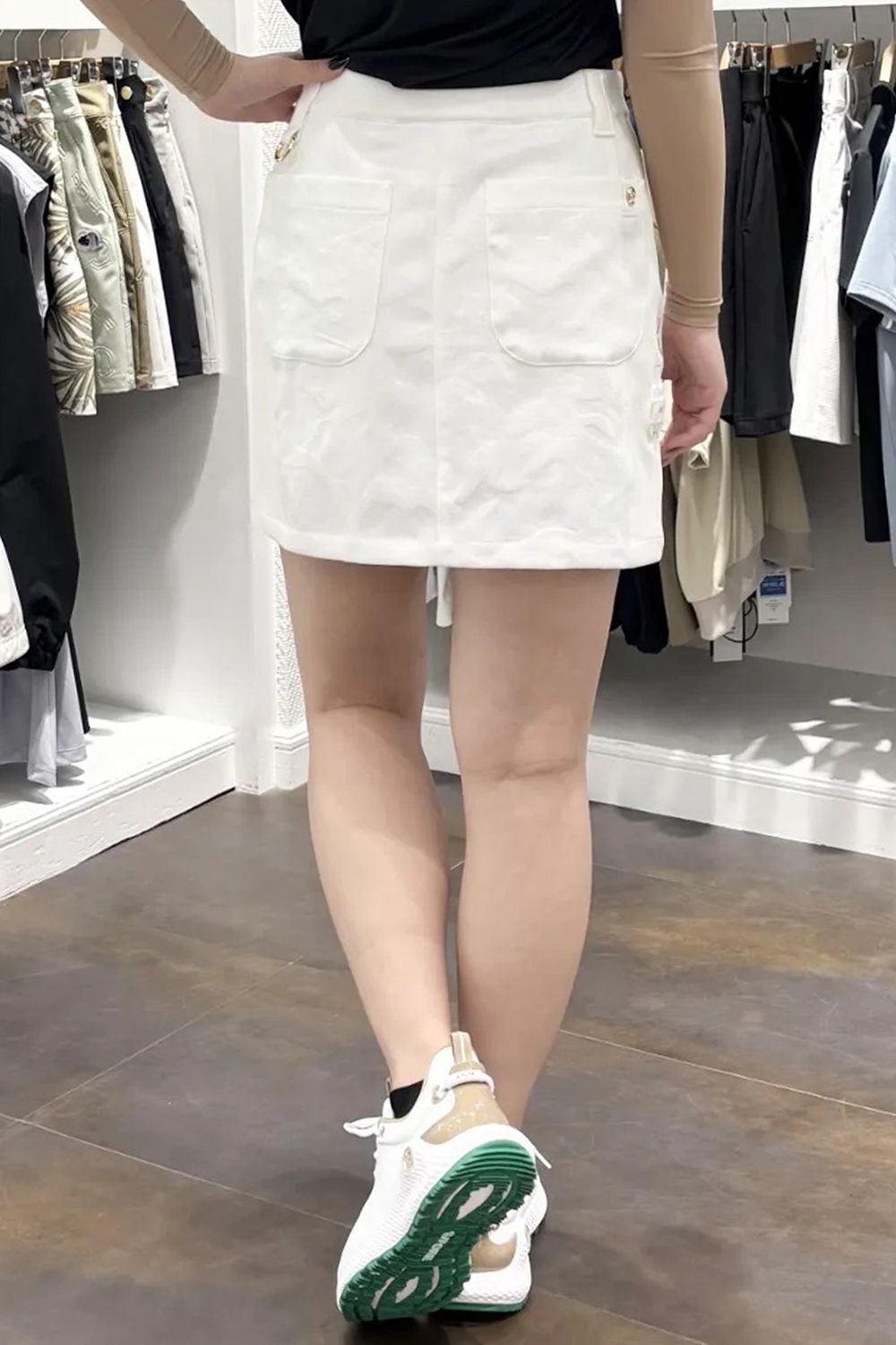 【26SS】【レディース】 GAUGE HYBRID CAMO JACQUARD SKIRT / オリジナルカモジャカード サイドロゴ スカート (インナーパンツ一体型) (ホワイト)