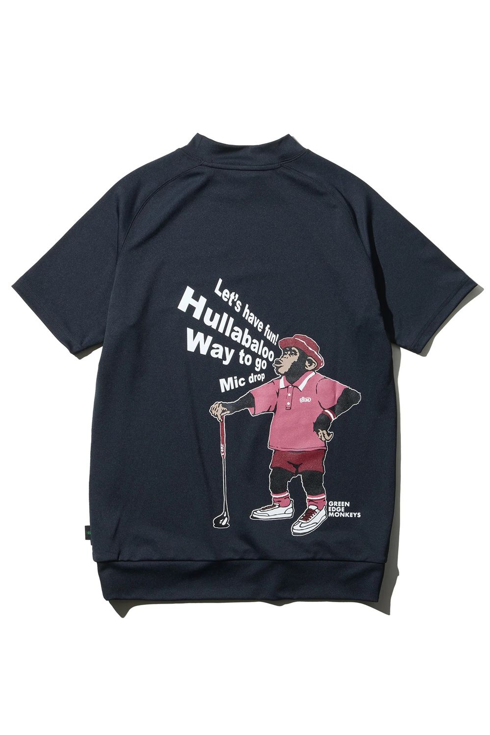 【26SS】 MOCK NECK HARF SLEEVE / モンキーデザインバックプリント モックネックTシャツ (ブラック)