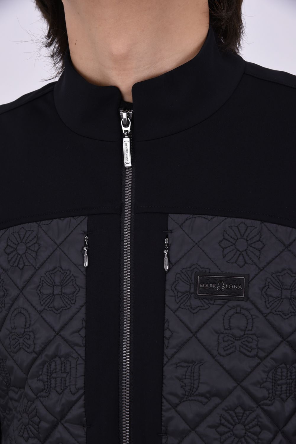 【26AW】 OBLIVION STRETCH HYBRID JACKET / モノグラムキルティング ボンディング素材 ハイブリッドジャケット (ブラック)