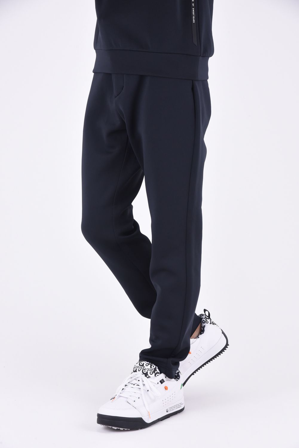DOUBLE FACE CARDBOARD PANTS / ロゴ ストレッチダンボール テーパードパンツ (ブラック)*