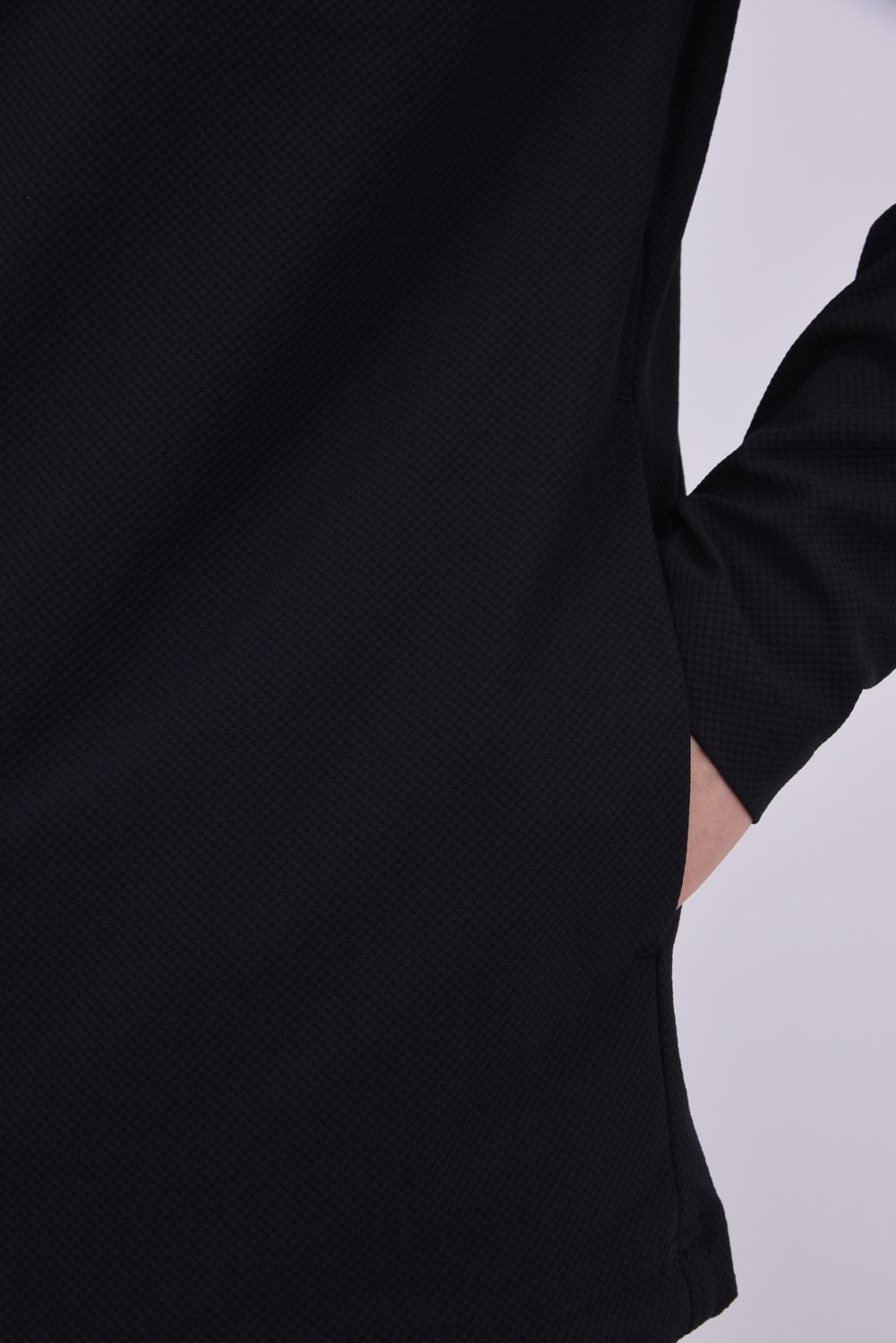 【26AW】 MENS DETACHABLE HALF ZIP SHIRT / ワッフル生地 スリーブデタッチャブル 2WAYハーフジップシャツ (ブラック)*