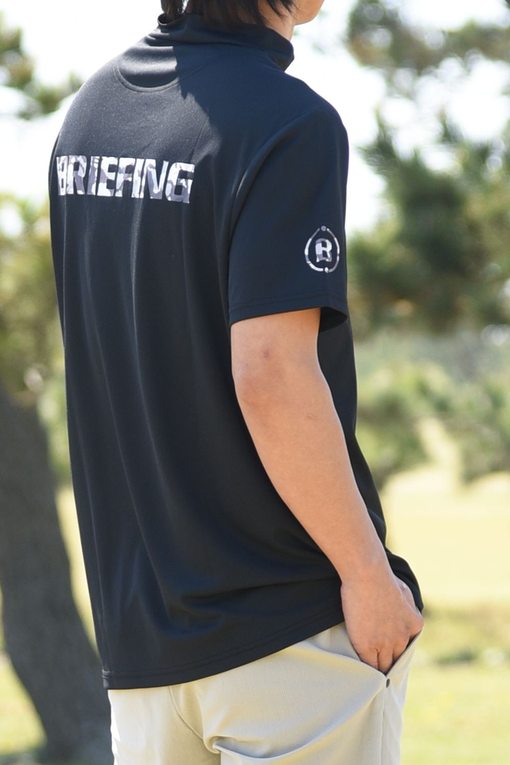 【GOSSIP GOLF 別注】  MONOCAMO BACKLOGO HIGHNECK RF / モノカモ バックロゴ モックネックTシャツ (ブラック)
