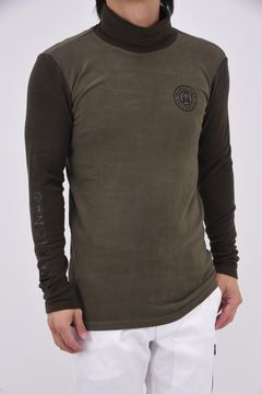 【2025AW】 IC●N MOCK NECK LAYER / フリース素材 サークルスカル ロングスリーブ モックネックTシャツ (カーキ)