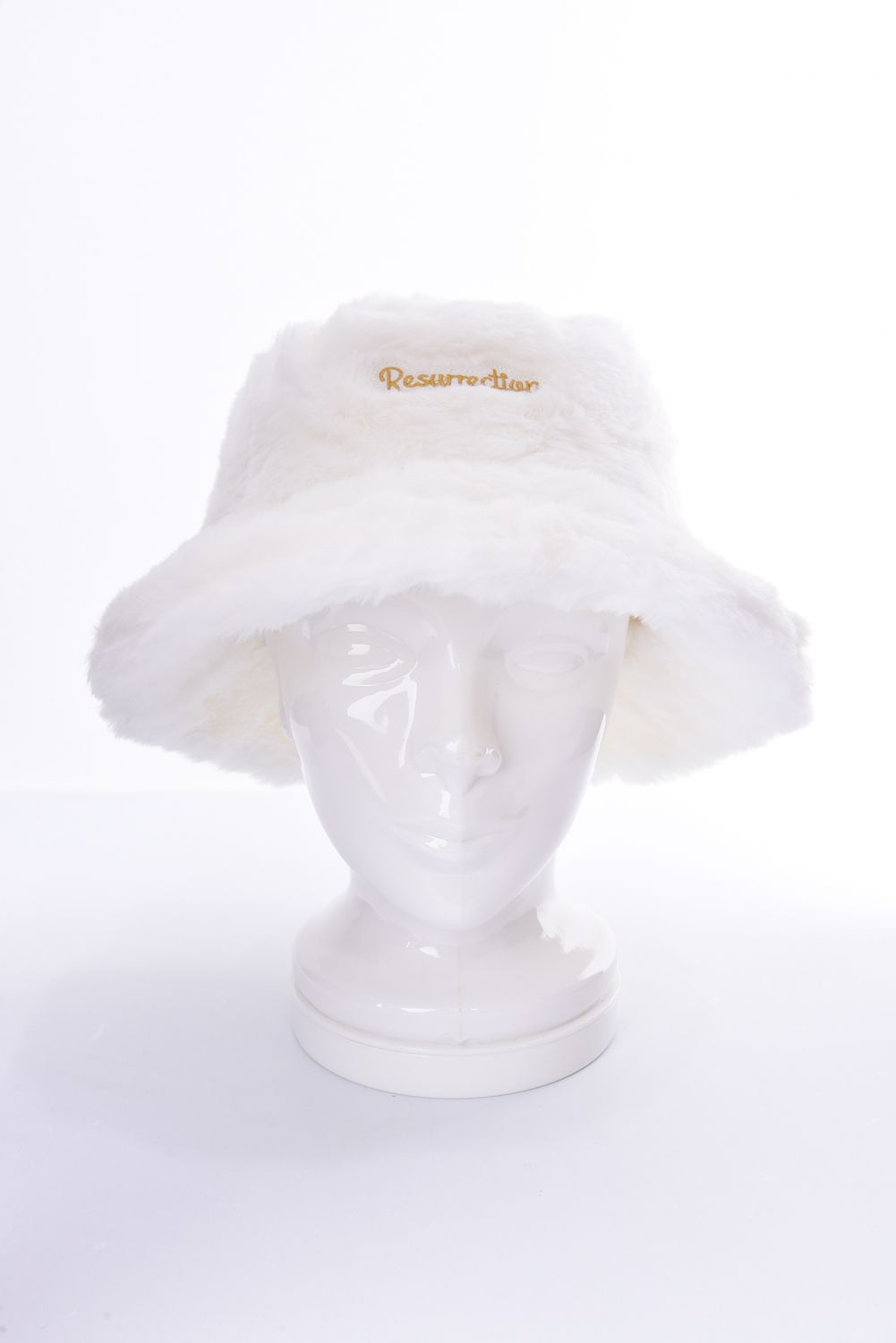 FUR BUCKET HAT / ブランド オリジナルテキスタイル ファーバケットハット（ホワイト）