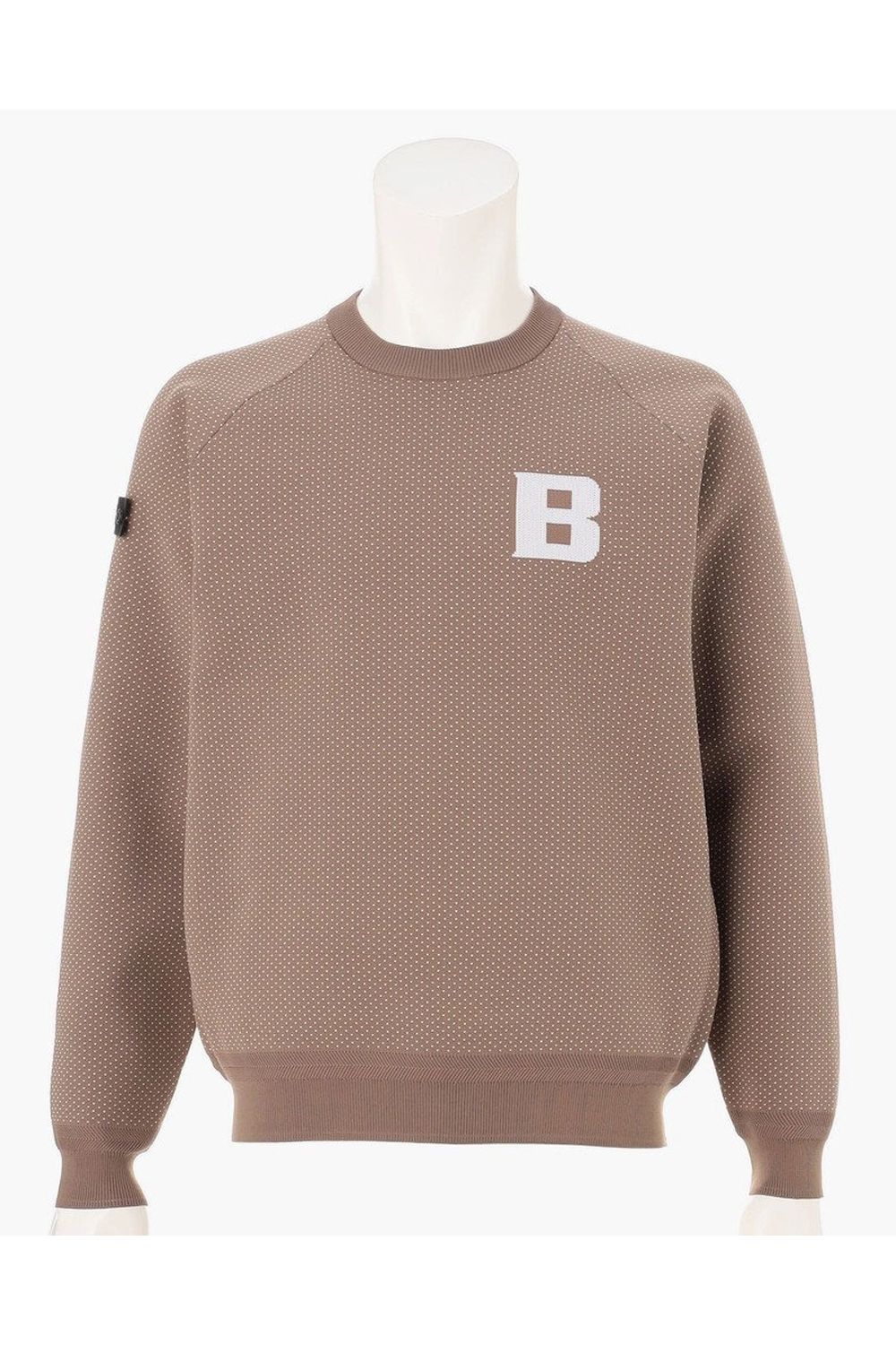 【26AW】 MEN’S BIRDS EYE KNIT CREWNECK / バーズアイパターン ブランドロゴ クルーネックニット (モカ)