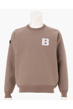 【26AW】 MEN’S BIRDS EYE KNIT CREWNECK / バーズアイパターン ブランドロゴ クルーネックニット (モカ)