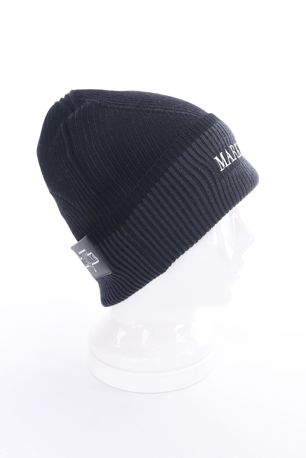 【CODE COLLECTION】 SWBN / 変則リブ編み プリントネーム ニットキャップ (ブラック)