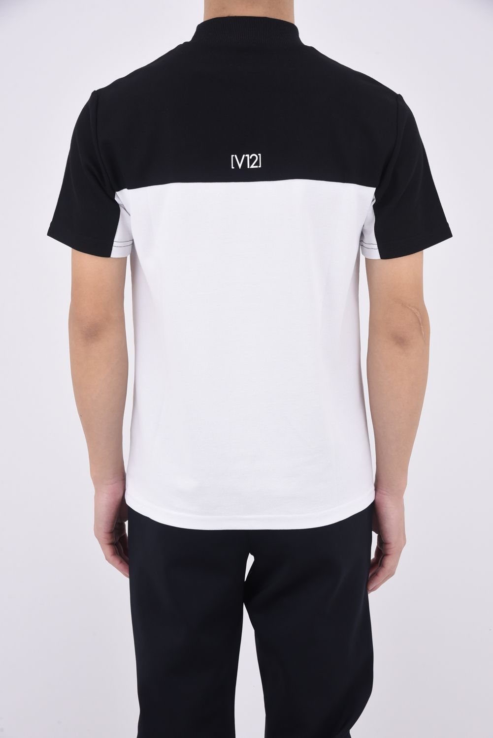 2TONE MOCK / カノコ素材 バイカラー モックネックTシャツ (ブラック)