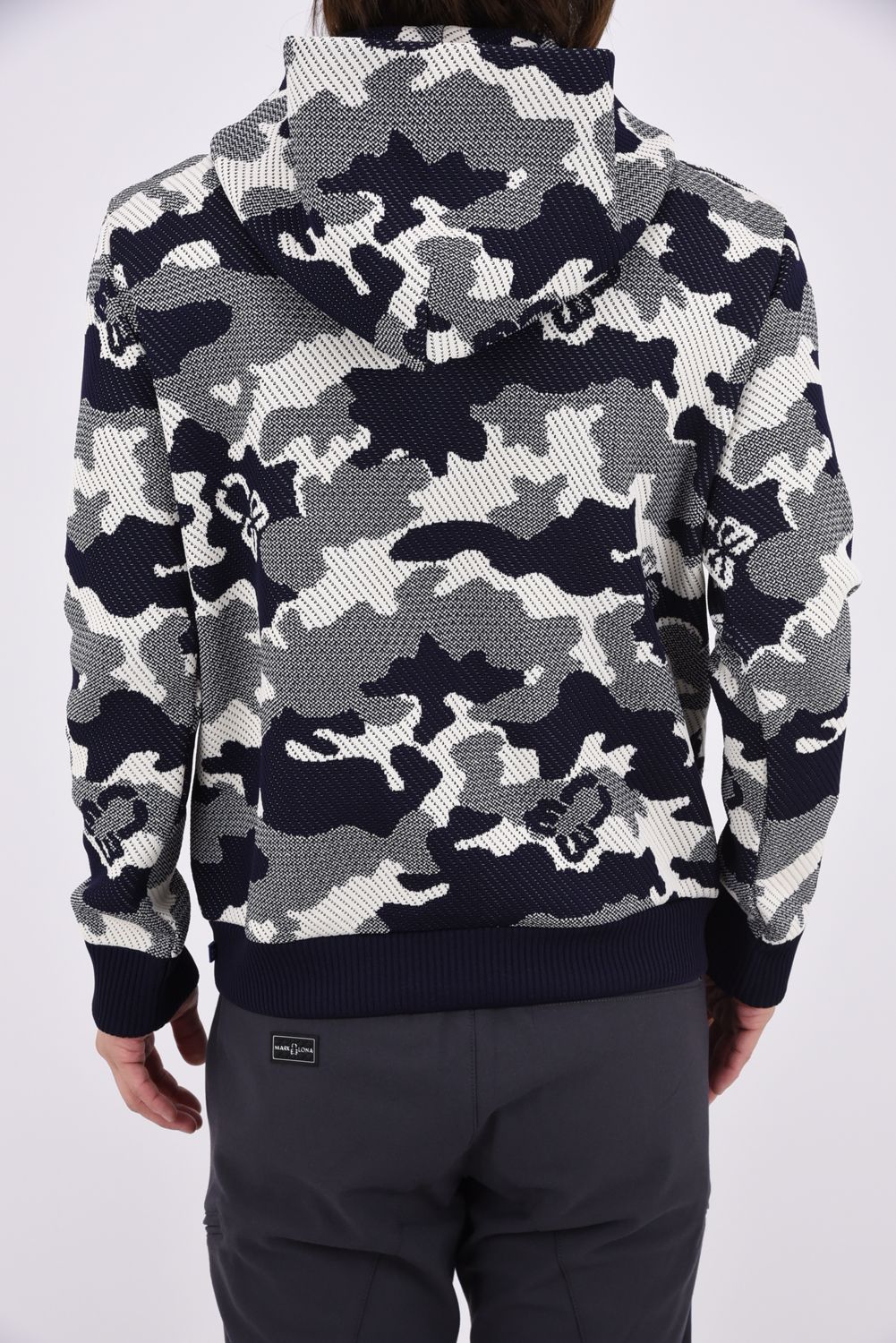 【26AW】 MERCURY CAMO JACQUARD KNIT HOODIE / ジャパンメイド カモフラジャカード ニットパーカー (ネイビー)