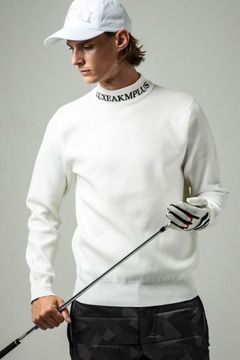 LIGHTWEIGHT LOGO KNIT / ブランドロゴ ライトウエイト ロングスリーブ ハイネック ニット ホワイト