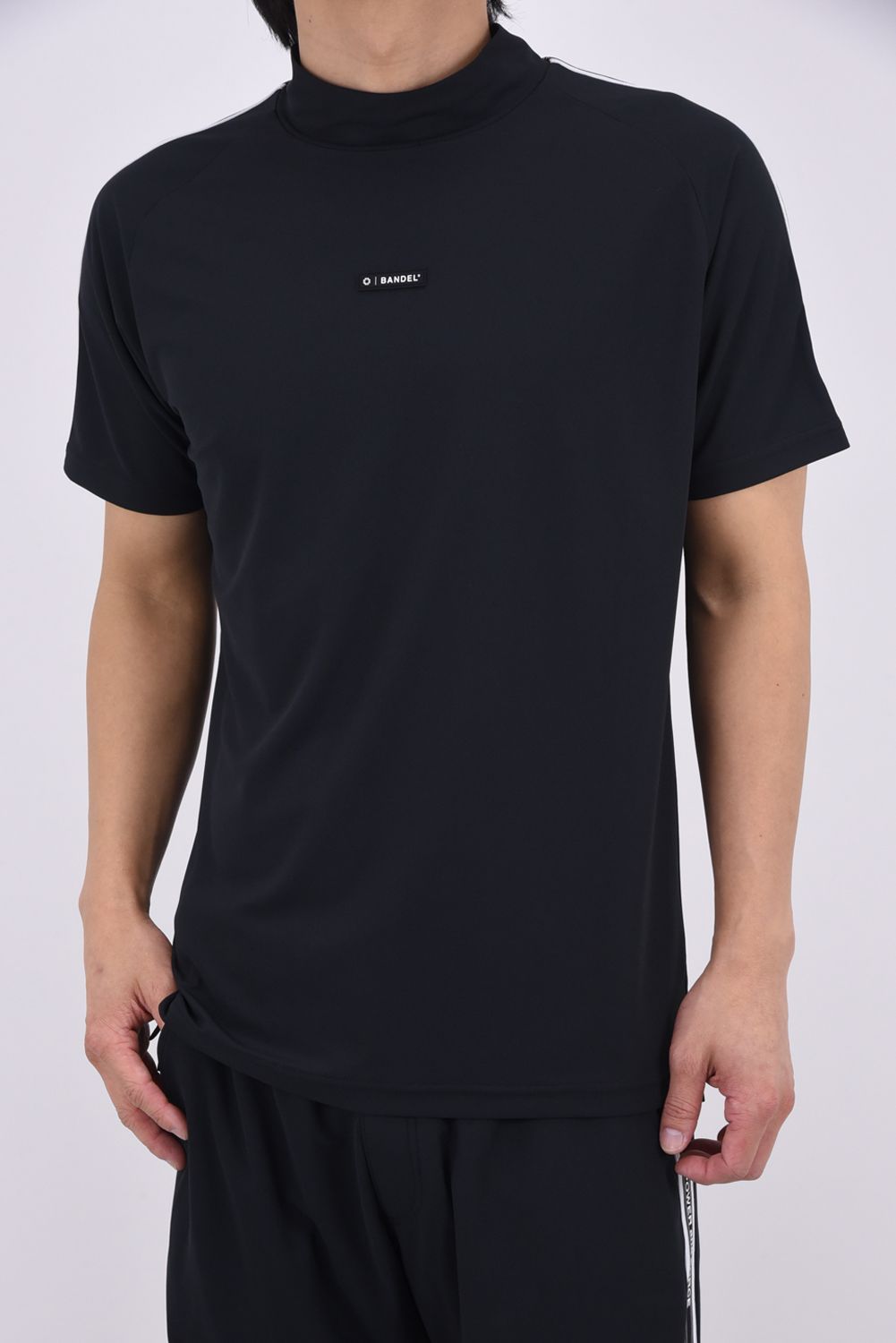 【26SS】 CONCEPT NOTES TAPING MOCK NECK / カノコ素材 デザインテープ モックネックTシャツ (ブラック)