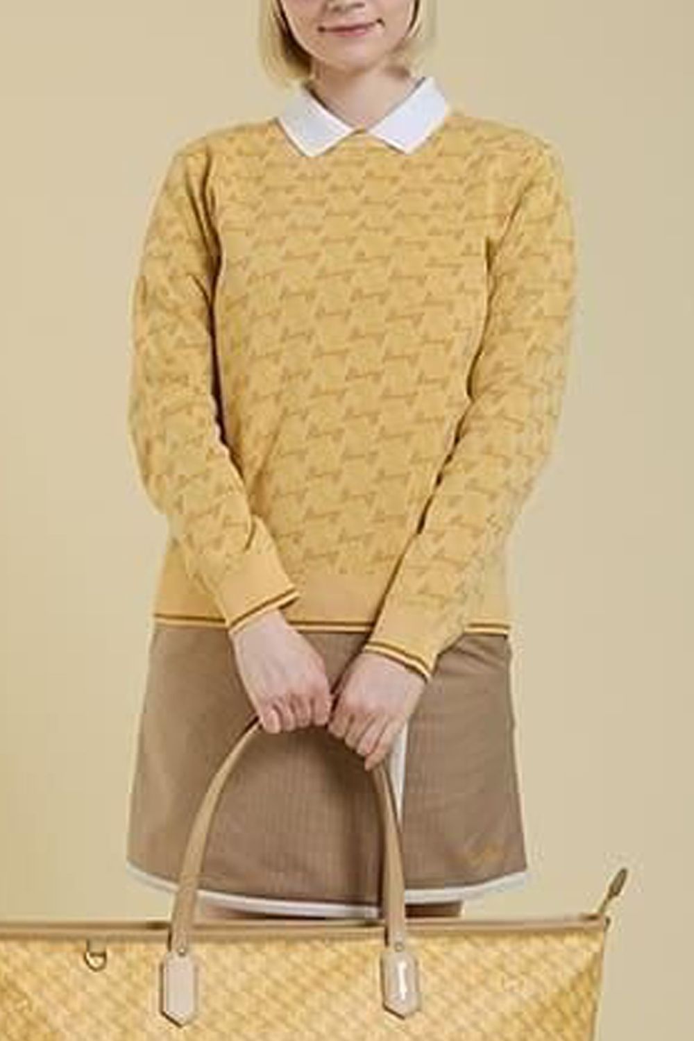 【25AW】【レディース】 GM JACQUARD LIGHT KNIT / GMジャカード クルーネック ライトニット (ベージュ)*