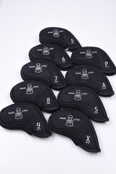 PREMIUM GAUGE IRON COVER / コーデュラナイロン レザーパイピング オリジナルカモジャカード アイアンカバー9個セット (ブラック)