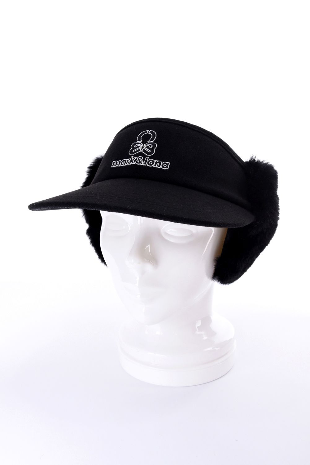 【26AW】【レディース】 FLEUR FUR RIBBON VISOR / 3Dロゴ刺繍 イヤーマフ付き 2WAYリボンサンバイザー (ブラック)