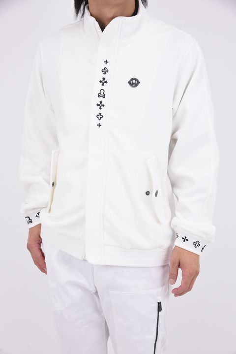 【2025AW】 SVASTIKA TRACK JACKET / コーデュロイジャージー クロスモチーフ刺繍 トラックジャケット (オフホワイト)