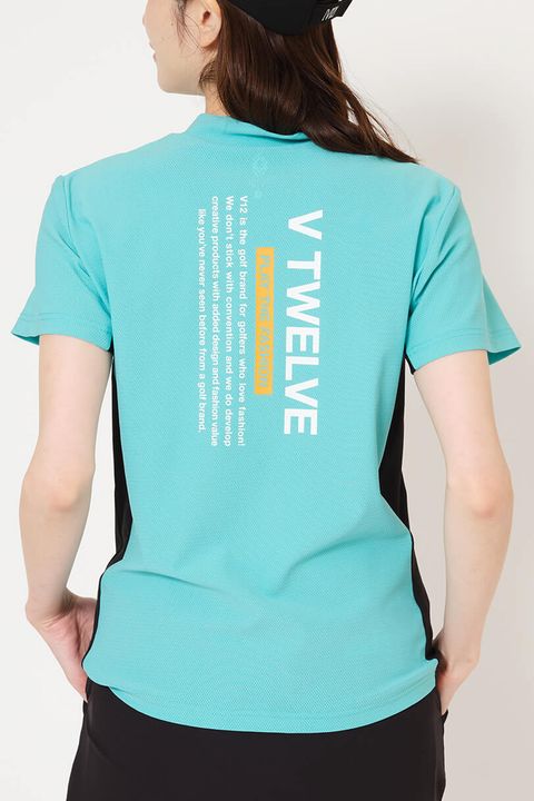 【26SS】 【レディース】 EXP MOCK / メッセージプリント バイカラー モックネックTシャツ (ターコイズ)