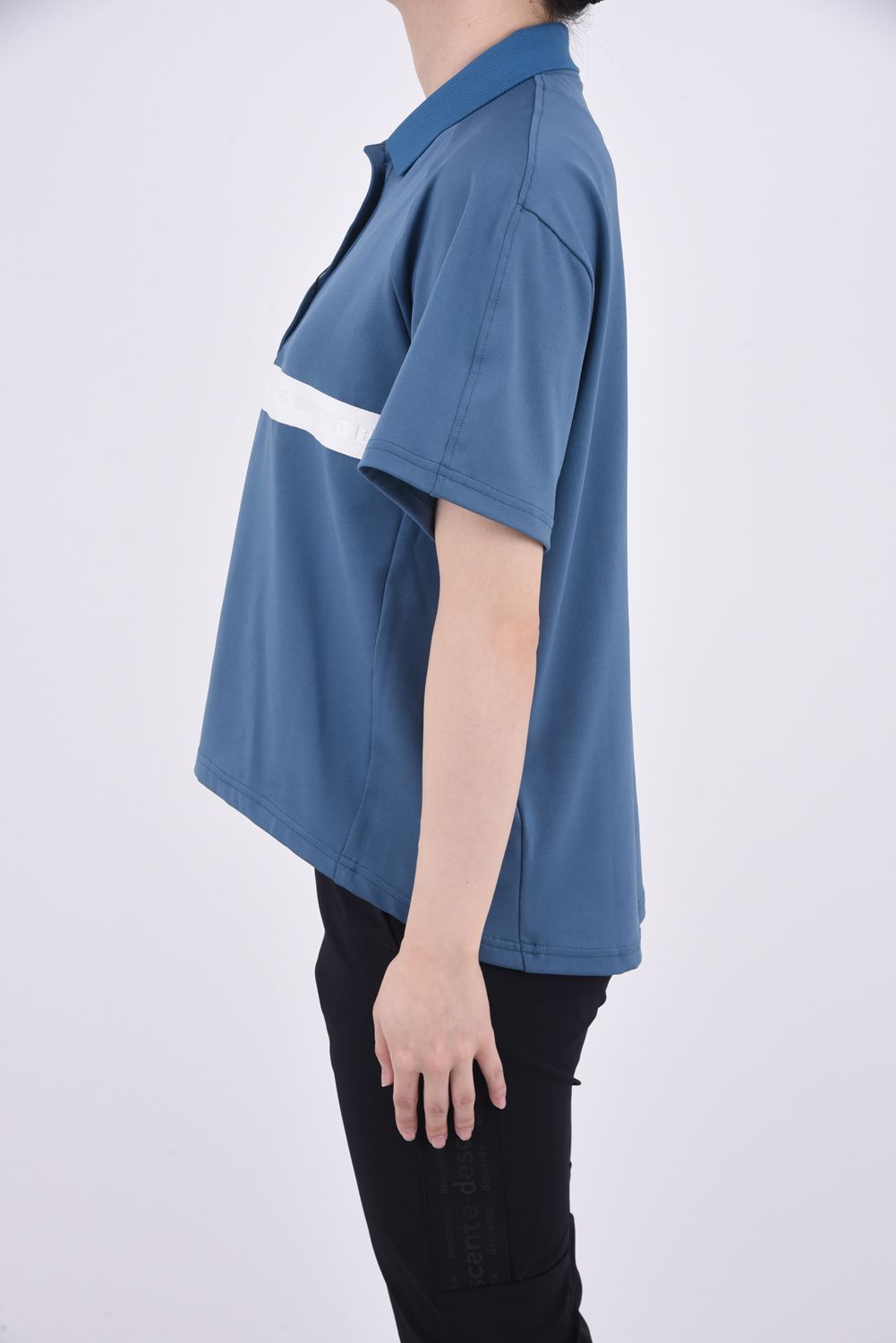 【レディース】 WOMENS SLEEVE LOGO POLO RELAXED FIT / リラックスフィット スリーブブランドロゴ ポロシャツ (ブルー)