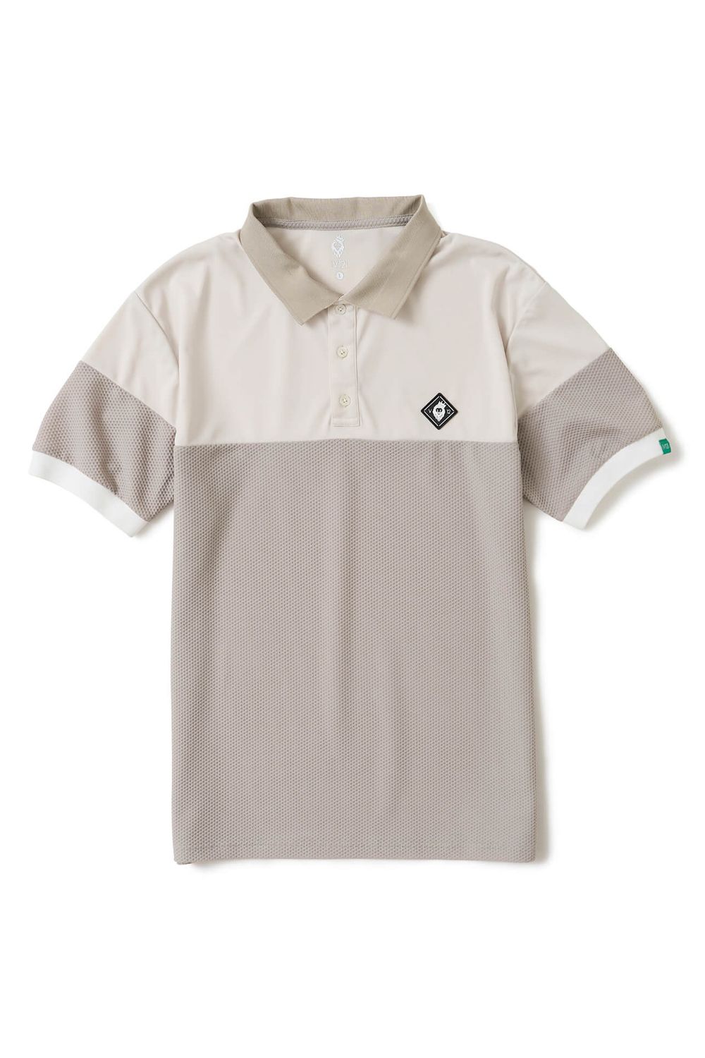 【26SS】 AIRY AWA POLO / ワッフル生地 異素材切り替え ポロシャツ (ベージュ)