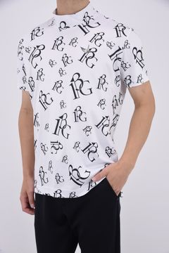 SS MOCK RANDOM113G / 113総柄 ランダムロゴ 半袖 モックネック Tシャツ (ホワイト)