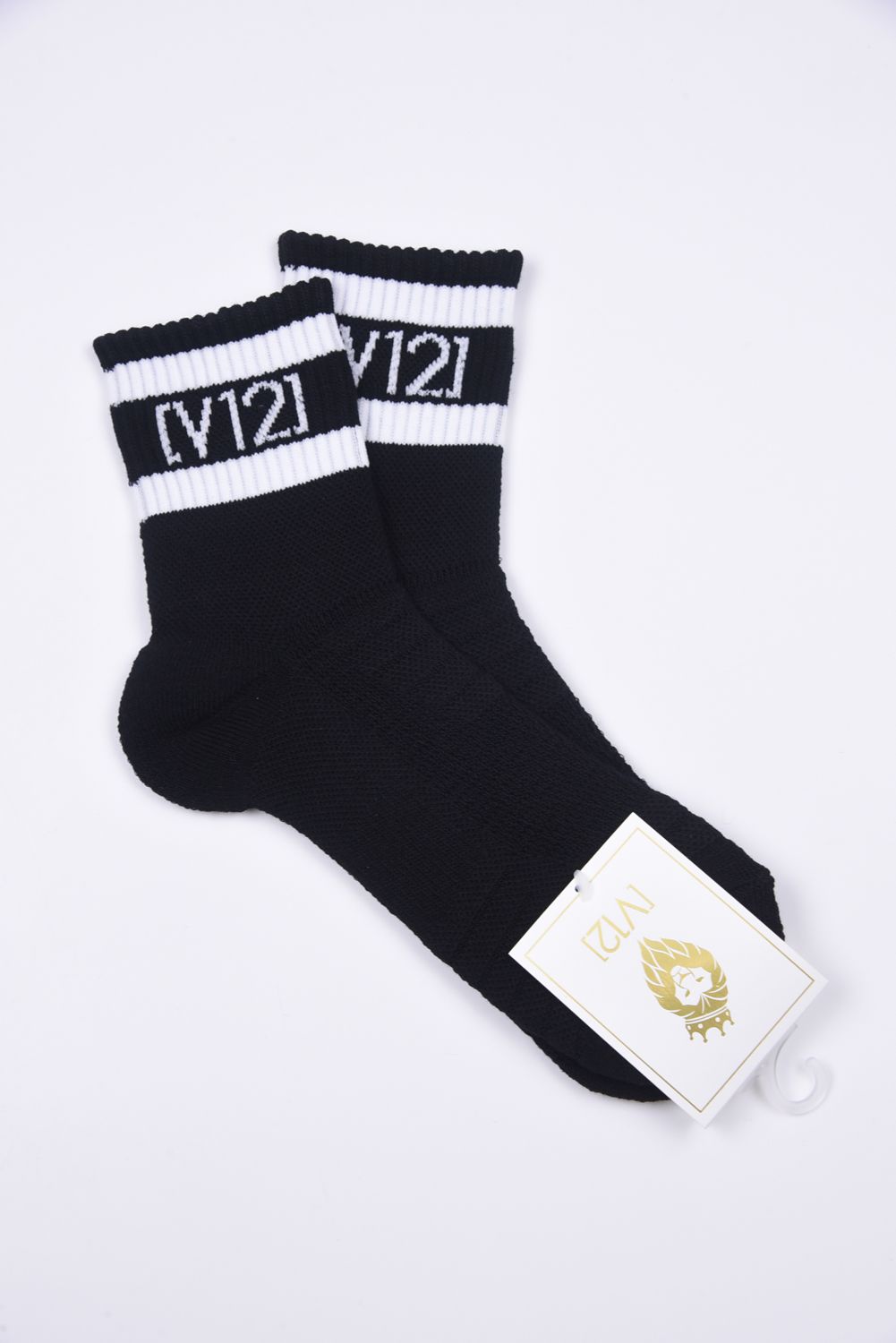 【26SS】【レディース】 VT LINE MID SOCKS WM / ブランドロゴジャカード ライン ミドルソックス (ブラック)