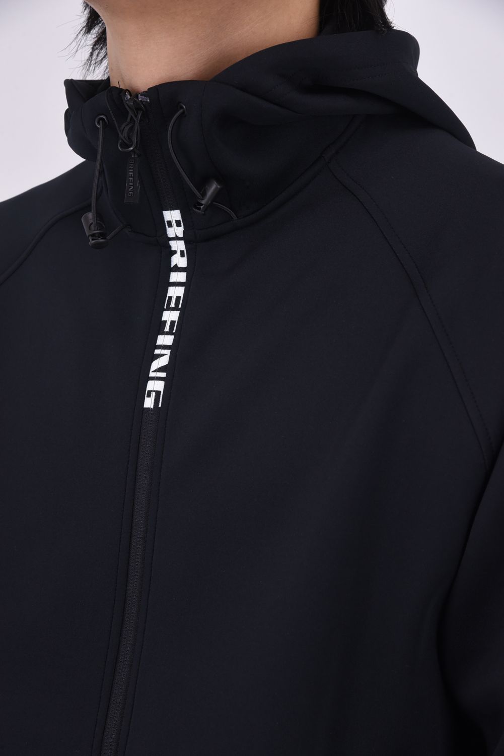 【26SS】 MEN'S 3D LOGO PARKA / 3Dエンボスロゴ ストレッチジャージ ジップアップパーカー (ブラック)