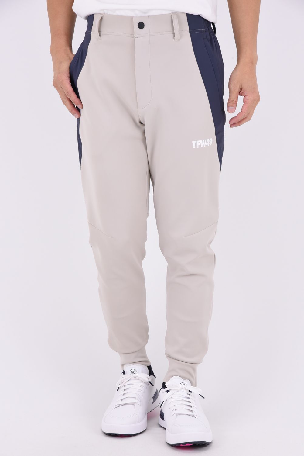 【26AW】 STRETCH HYBRID PANTS / ストレッチナイロン&ダンボールニット ロングパンツ (グレージュ/チャコール)
