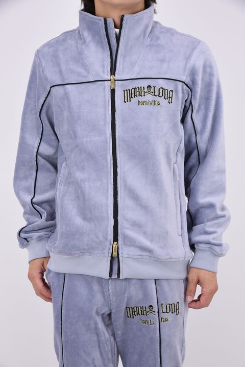 【2026AW 木村拓哉さん着用】 FRAKTUR CORDUROY JERSEY JACKET / コーデュロイ ラインストーン 金刺繍ロゴ トラックジャケット (パープル)