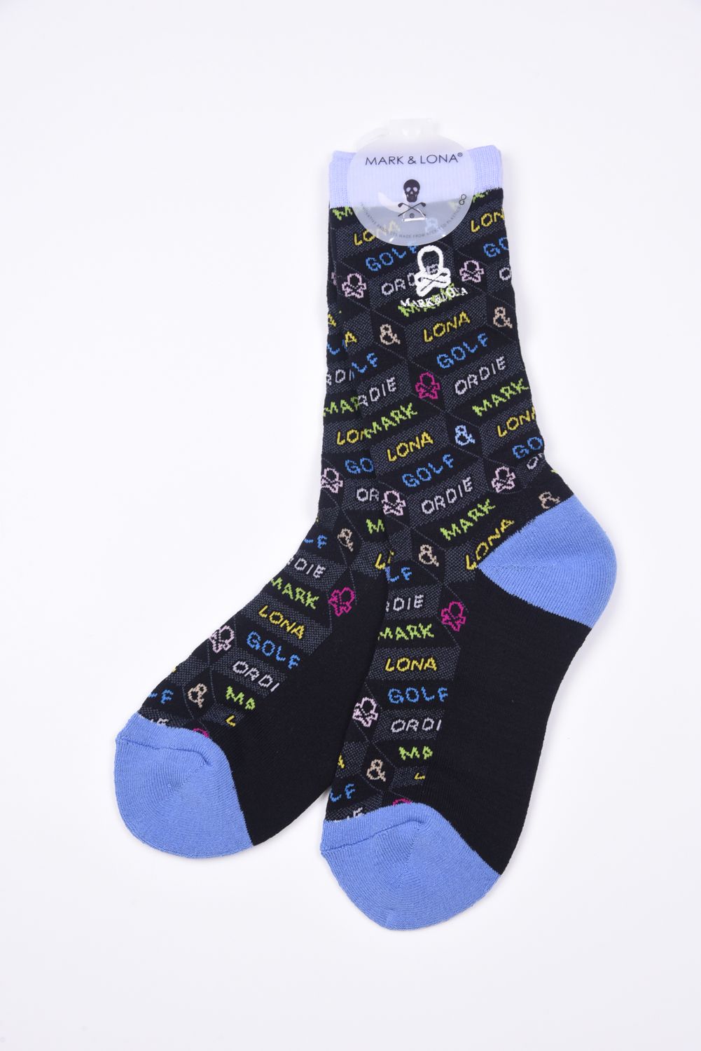 【レディース】 DÉPÊCHE COLOR BLOCK CREW SOCKS / ジオメトリックパターン ハイクルーソックス (ブラック)