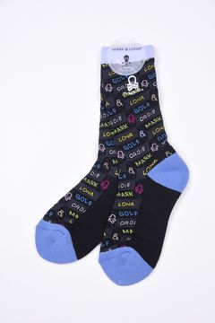 【レディース】 DÉPÊCHE COLOR BLOCK CREW SOCKS / ジオメトリックパターン ハイクルーソックス (ブラック)