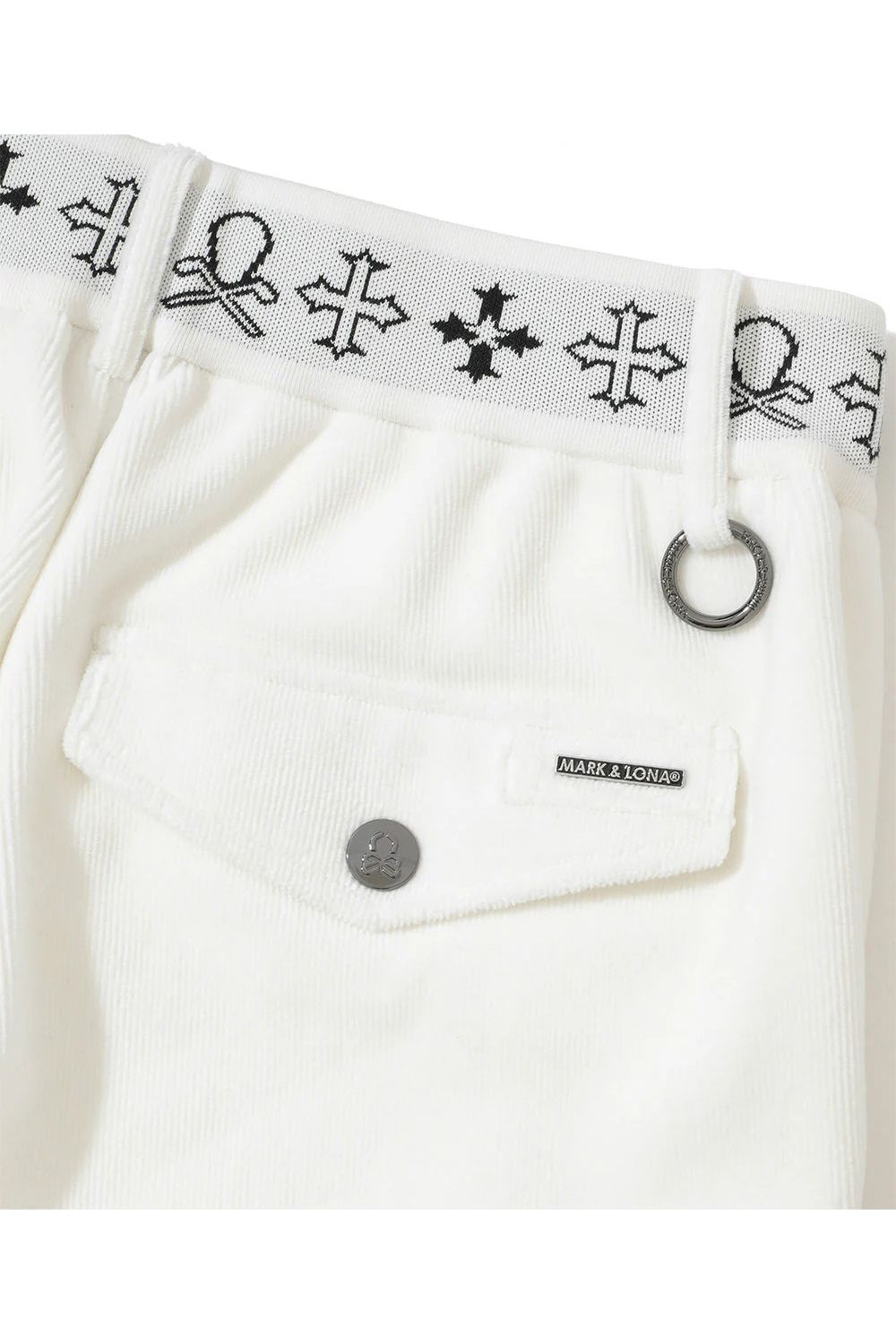 【2025AW】 SVASTIKA TRACK PANTS / コーデュロイジャージー クロスモチーフ刺繍 トラックパンツ (オフホワイト)