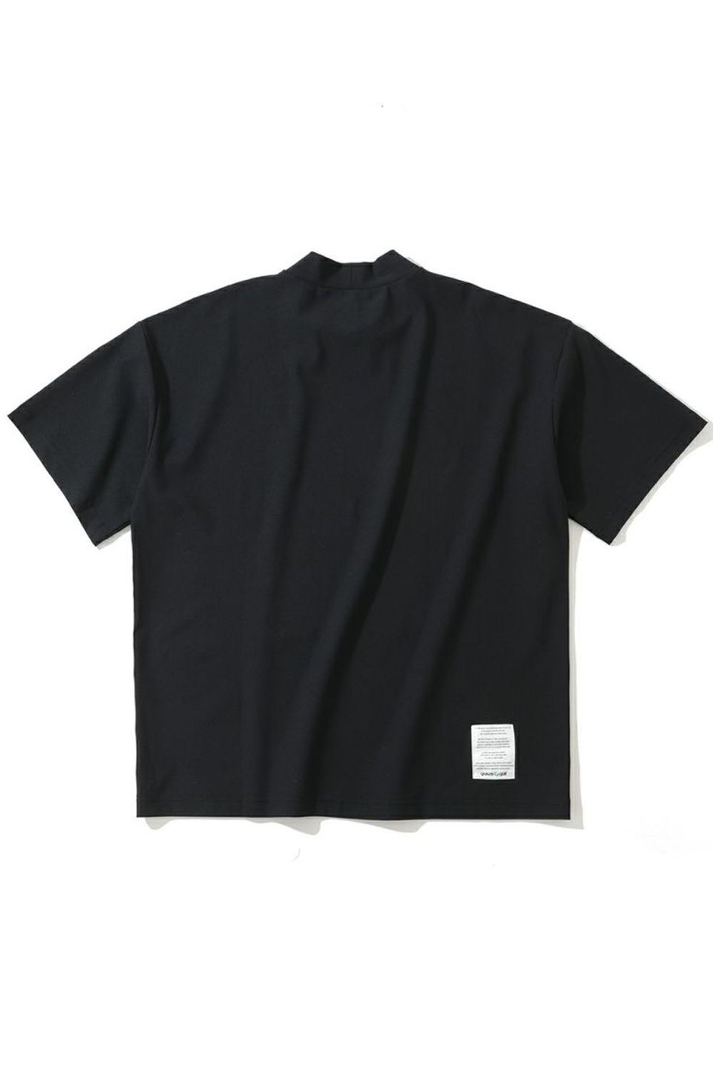 G-ICON MOCK NECK TOP / ハイテンション素材 ブランドロゴ オーバーサイズ モックネックTシャツ ブラック - 44(S)