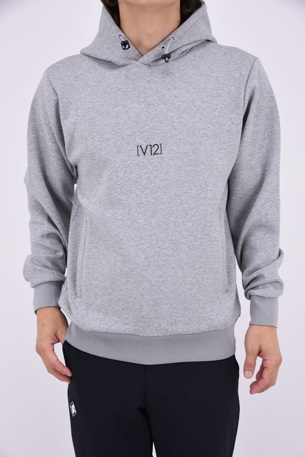 【26AW】 RING LOGO PARKA / ダンボールニット サークルロゴ ジップポケット プルオーバーフーディー (グレー)