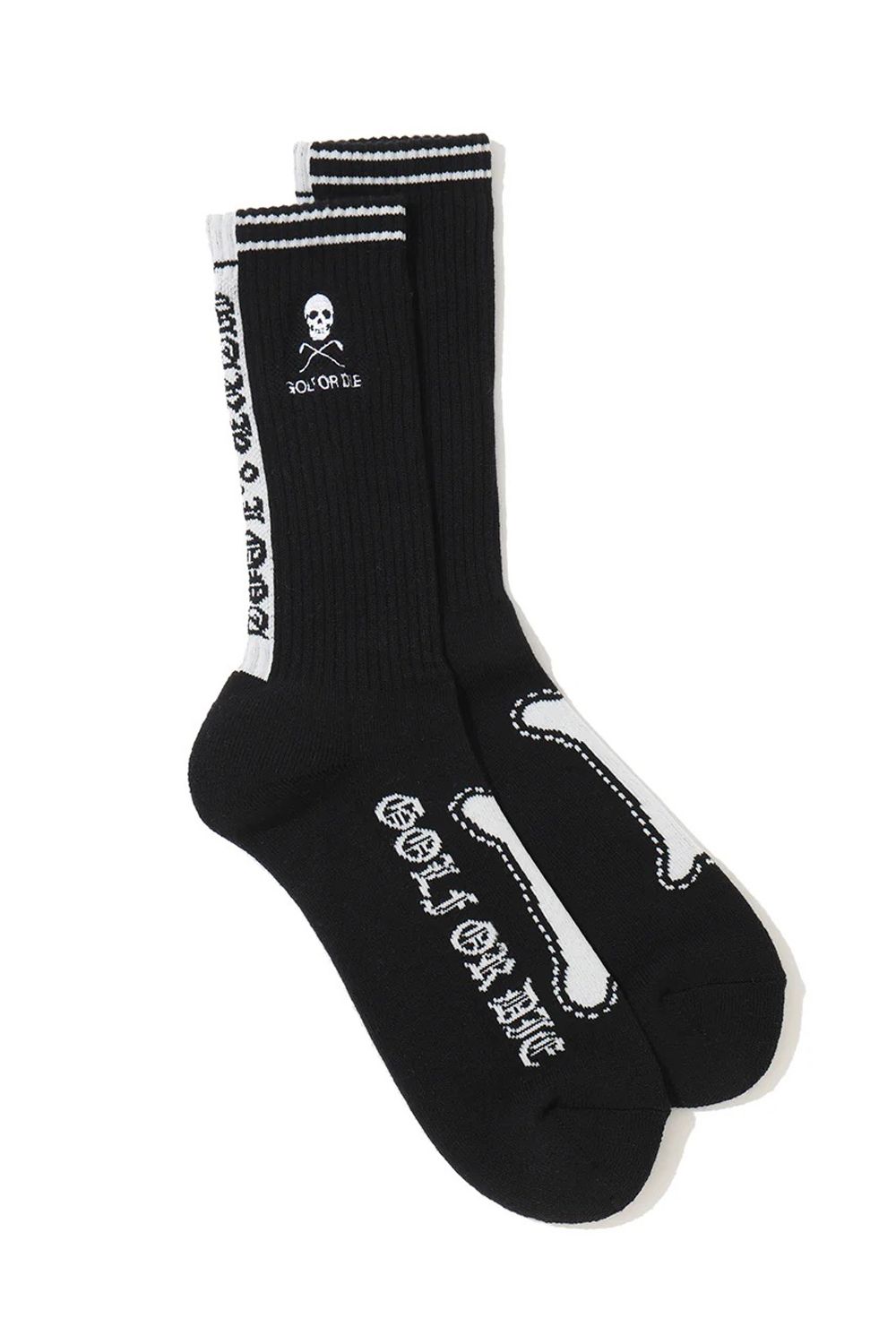 【26SS】 BONES CREW SOCKS / ボーングラフィック クルーソックス (ブラック)
