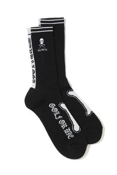 【26SS】 BONES CREW SOCKS / ボーングラフィック クルーソックス (ブラック)