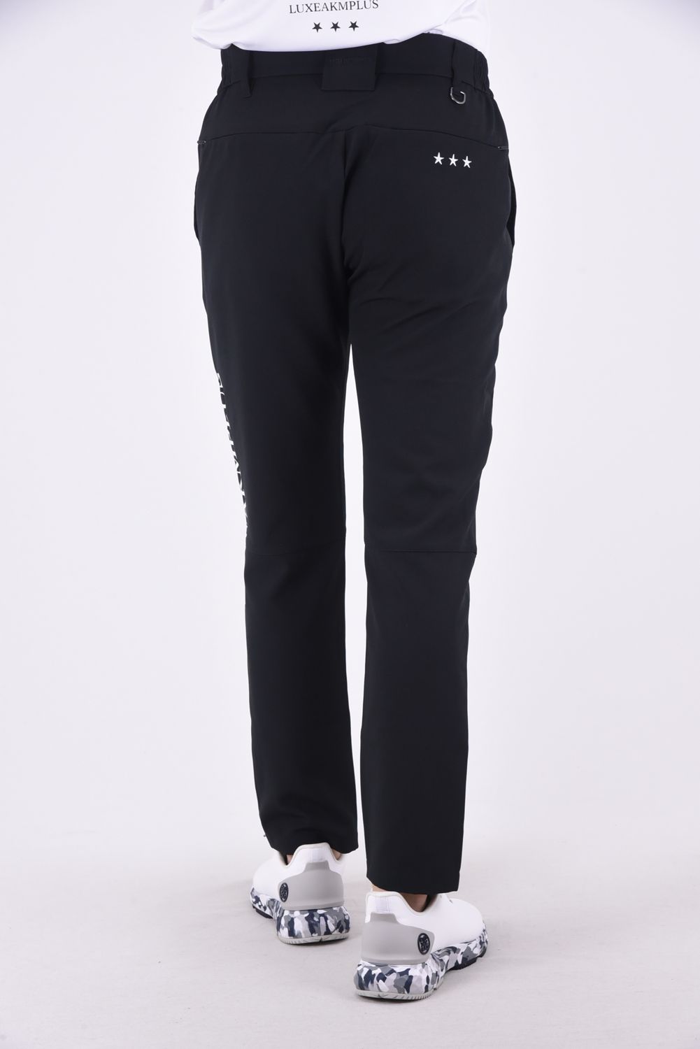 TRACK LONG PANTS / トラックロゴ ストレッチ ロングパンツ (ブラック)