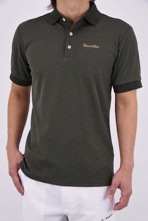 【26AW】 MENS GM JACQUARD POLO / オリジナルテキスタイルジャガード ポロシャツ (カーキ)*