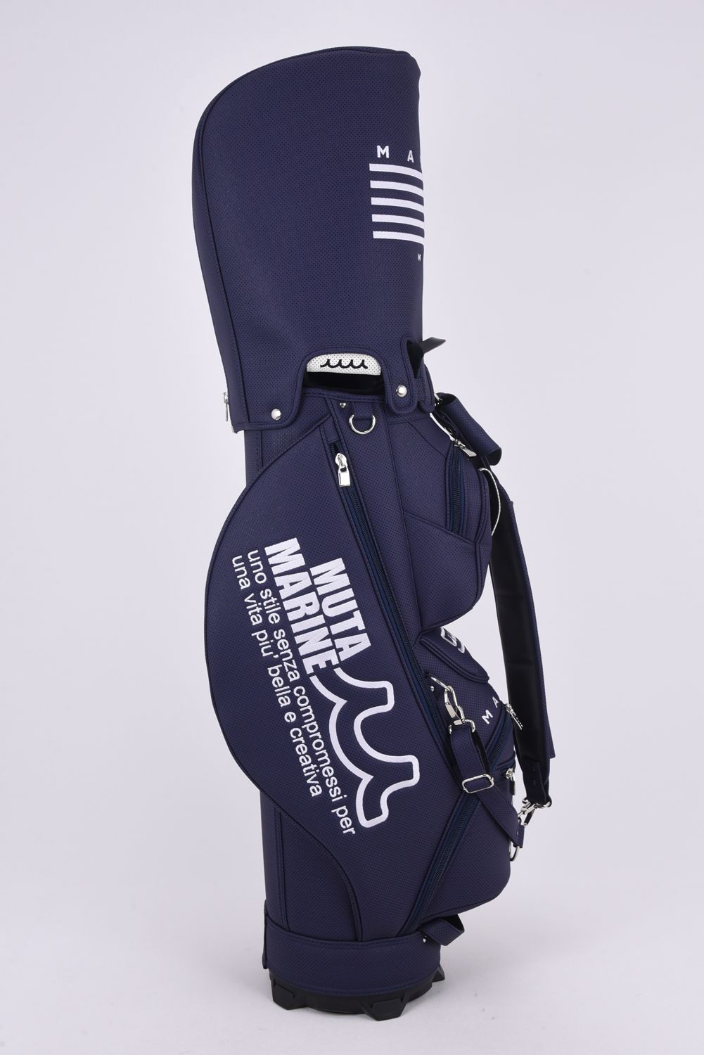 【26SS】【銀行振込・代金引換不可】【返品・交換不可】 CADDY BAG & HEAD COVER / パンチングエシカルレザー カートタイプ キャディバッグ&ヘッドカバーセット (ネイビー)