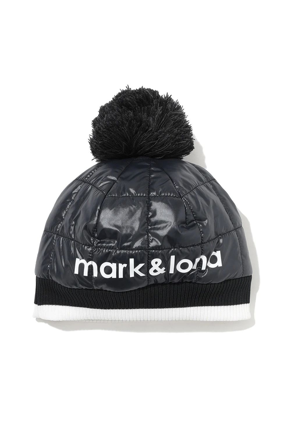 FRAME QUILTED POM CAP / 中綿キルティング リブニット 梵天付きキャップ (ブラック)