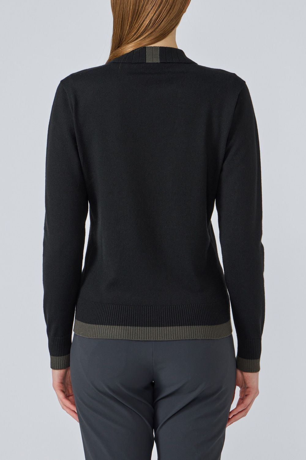 【25AW】【レディース】 ウール混襟付きプルオーバーセーター (ブラック)