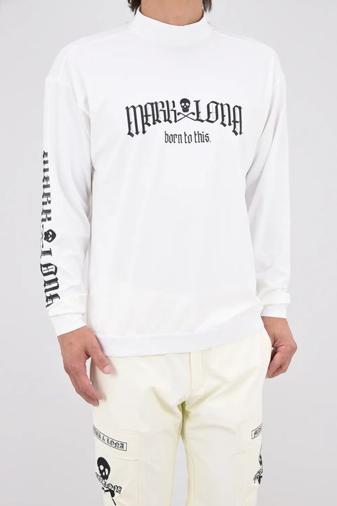 【26AW】 FRACTUR SMOOTH MOCK NECK / ブラックレターフォントロゴ 長袖モックネックTシャツ (ホワイト)