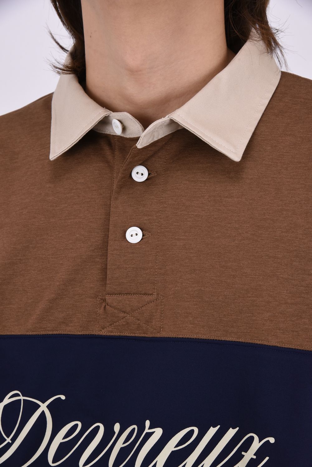 【26AW】 DVG L/S LINE POLO / ロングスリーブ ポロシャツ (ブラウン)