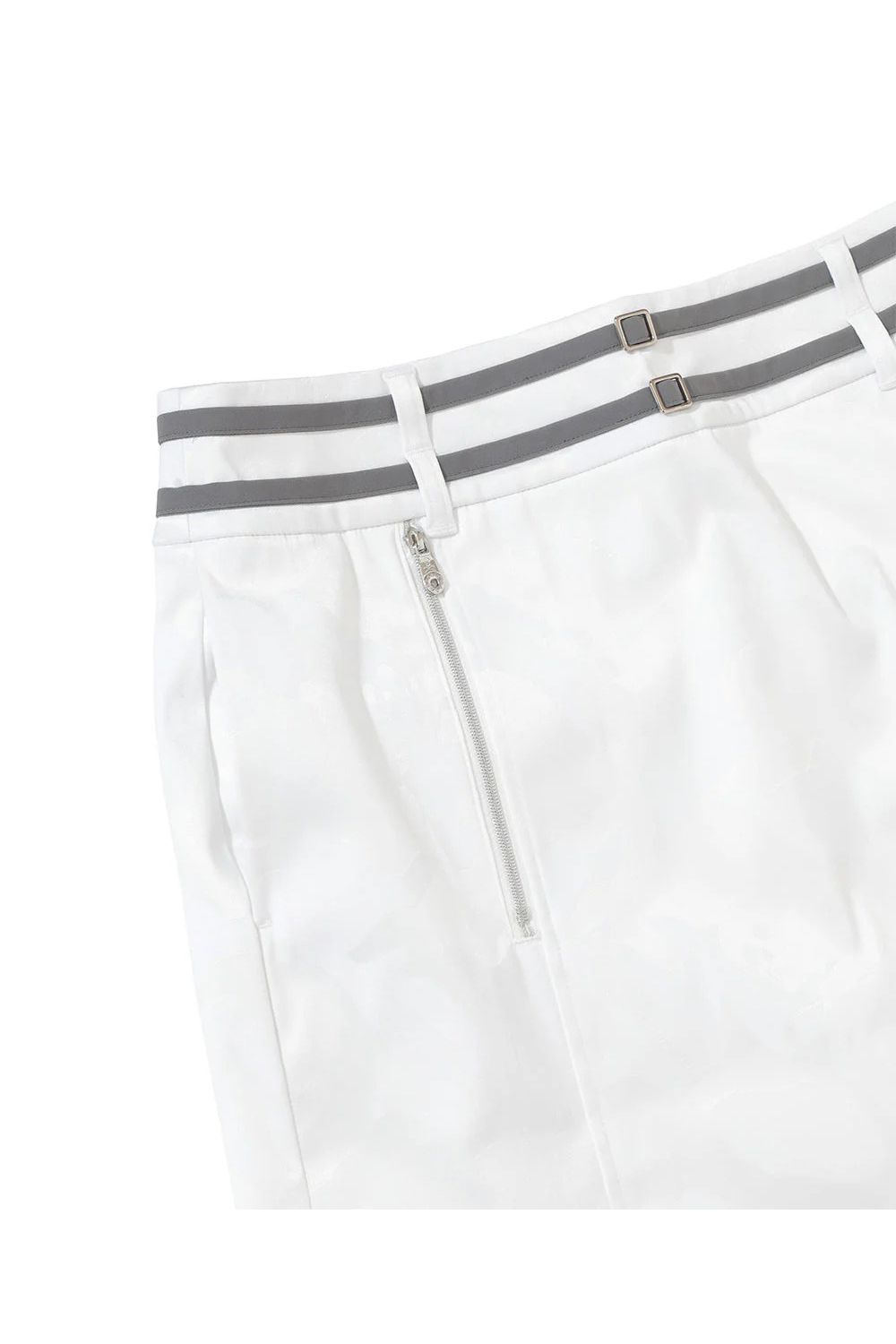 【2025AW】【レディース】 GAUGE STRETCH JACQUARD SKIRTS / オリジナルカモジャカード トラペーズスカート (インナーパンツ付き) (ホワイト)
