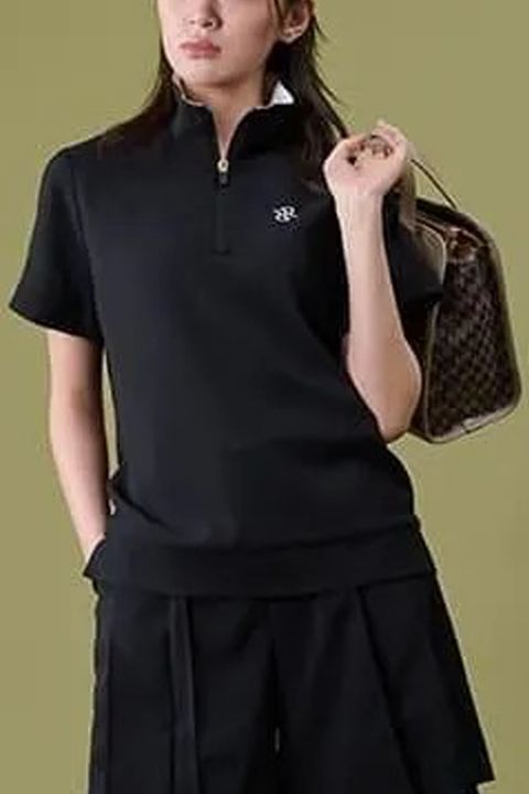 【26AW】【レディース】 DETACHABLE HALF ZIP SHIRT / スムースストレッチ生地 スリーブデタッチャブル 2WAYハーフジップシャツ (ブラック)*