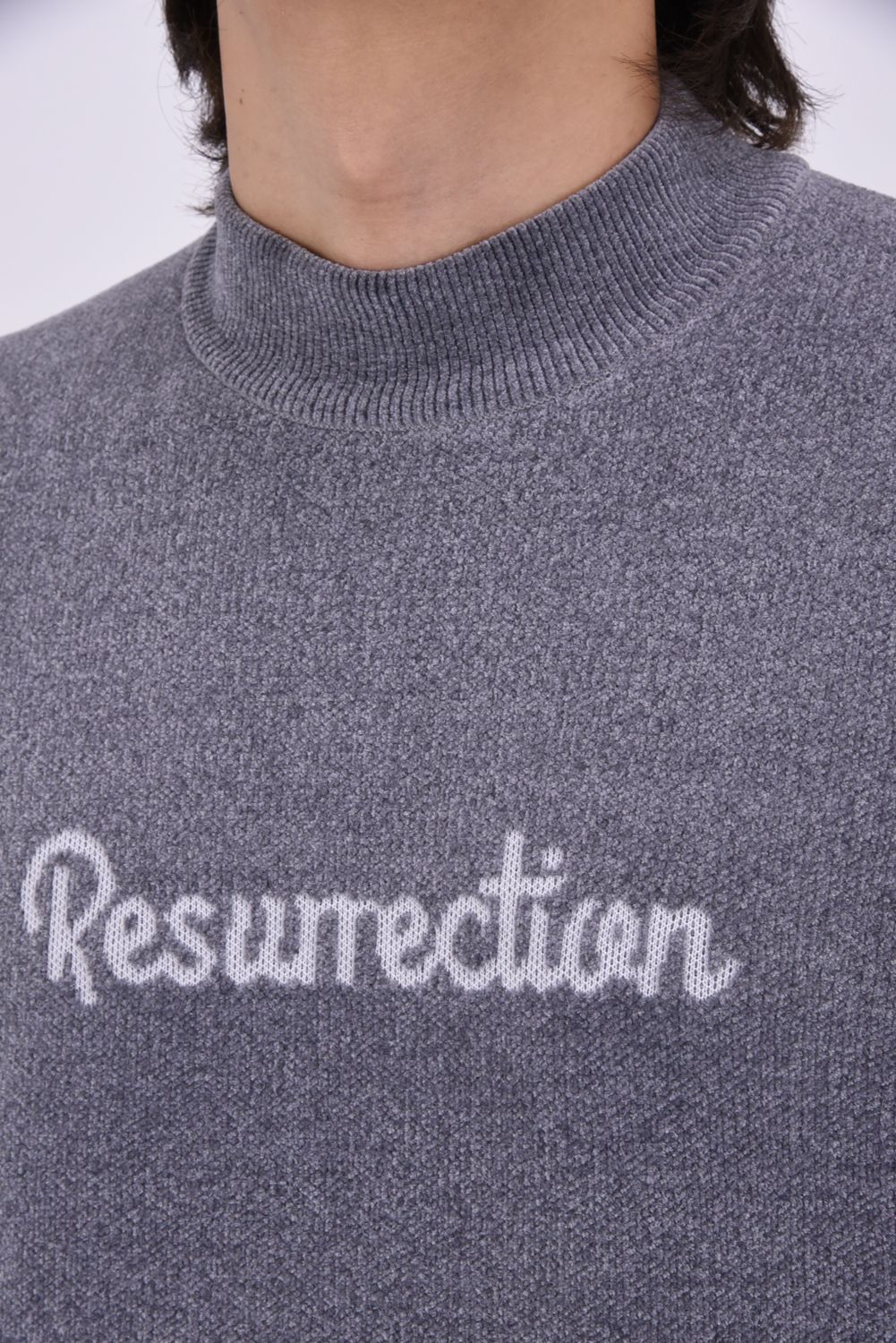 【26AW】 AIRSHUT MOLE YARN HIGH NECK KNIT / モールヤーン 防風裏地 ハイネックニット (グレー)*