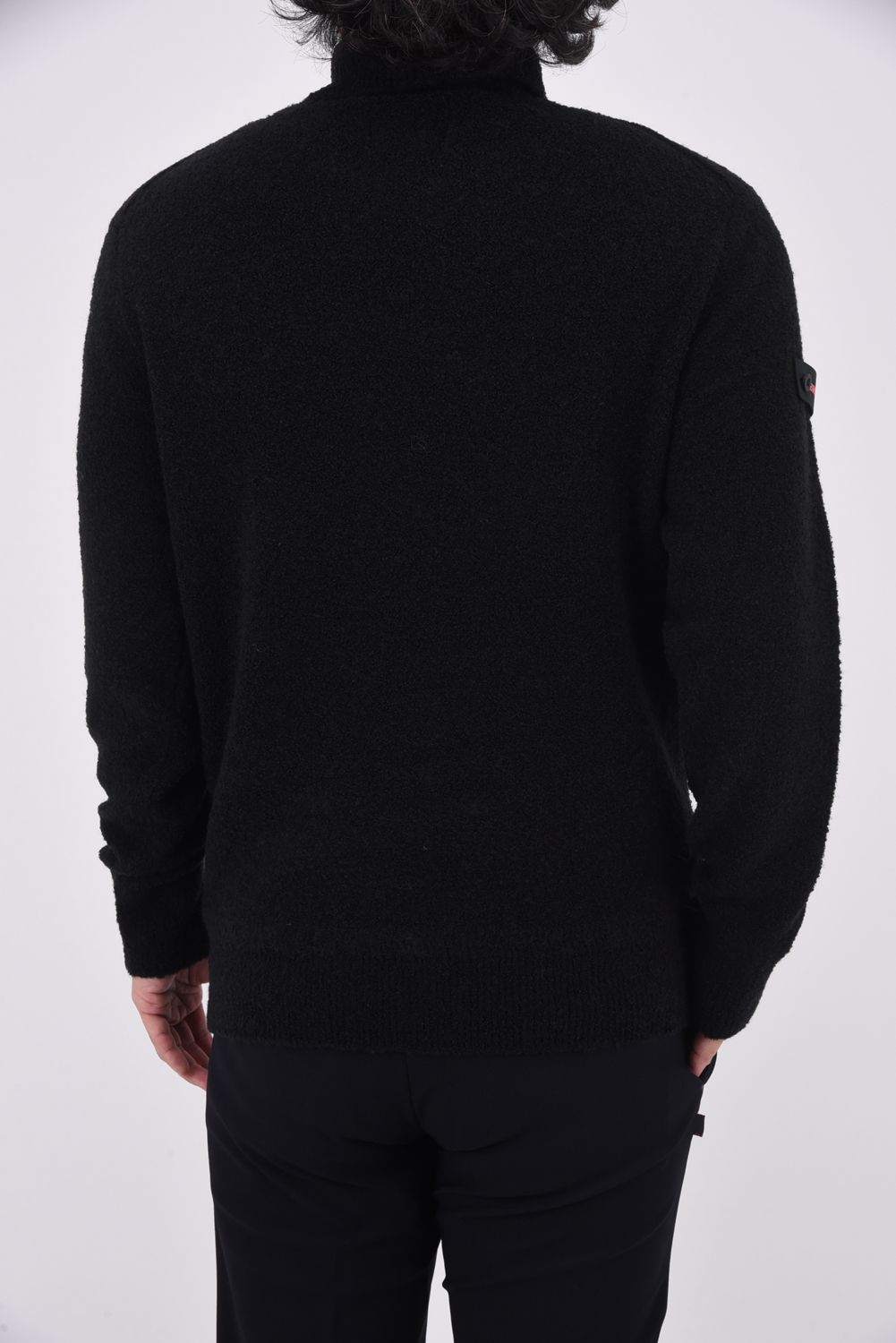MEN'S BOUCLE TURTLE NECK KNIT / ブークレ糸 タートルネックニット (ブラック)